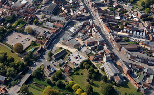 Newport Pagnell town centre from the air
