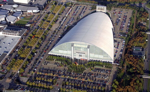 Xscape indoor ski slope  Milton Keynes from the air