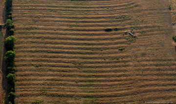 medieval ridge and furrow field patterns aerial photograph