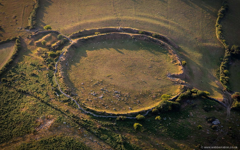 Bury Castle Iron Age Hillfort near Cardinham Cornwal  from the air