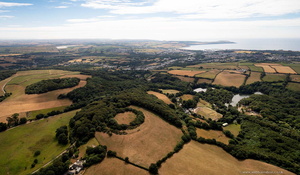 Prideaux Castle small multivallate hillfort Cornwall   from the air