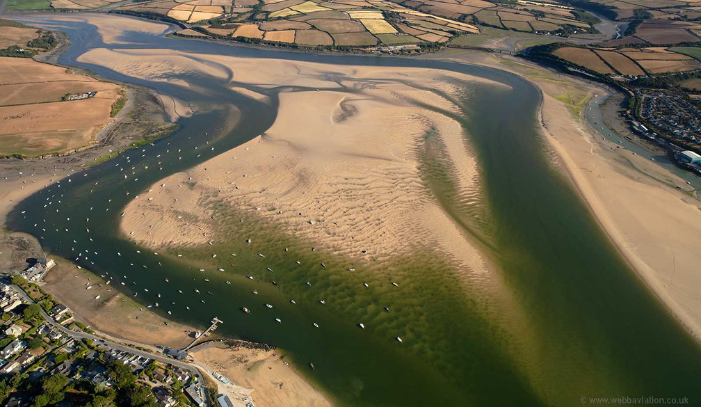  sand bars on the River Camel Estuary  near Padstow  from the air