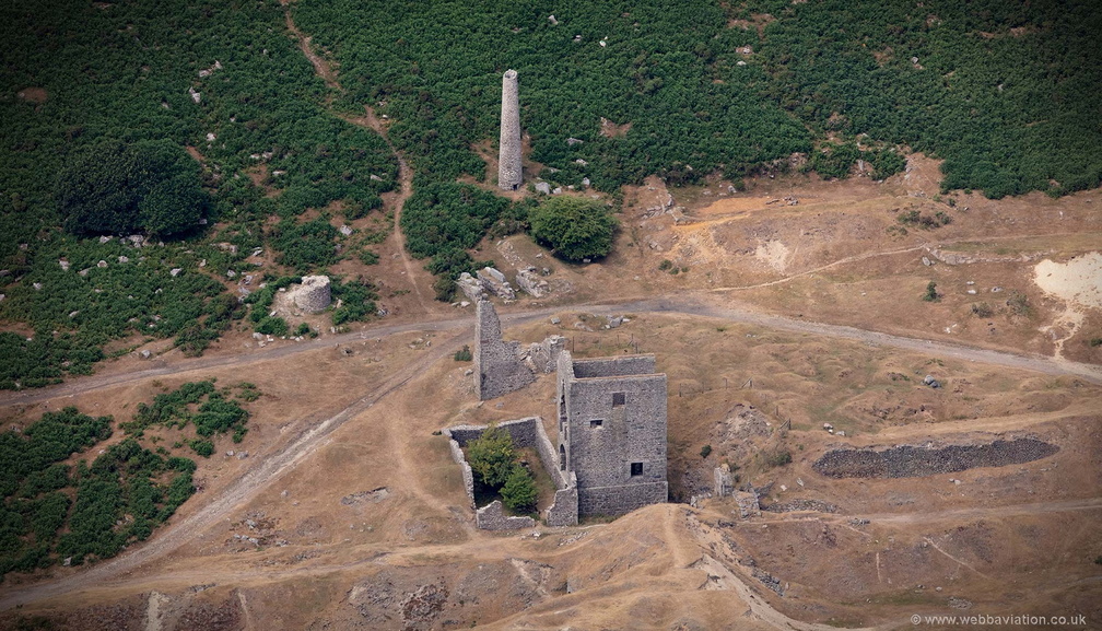 South Caradon Mine -  19th century copper mine  Cornwall aerial photograph