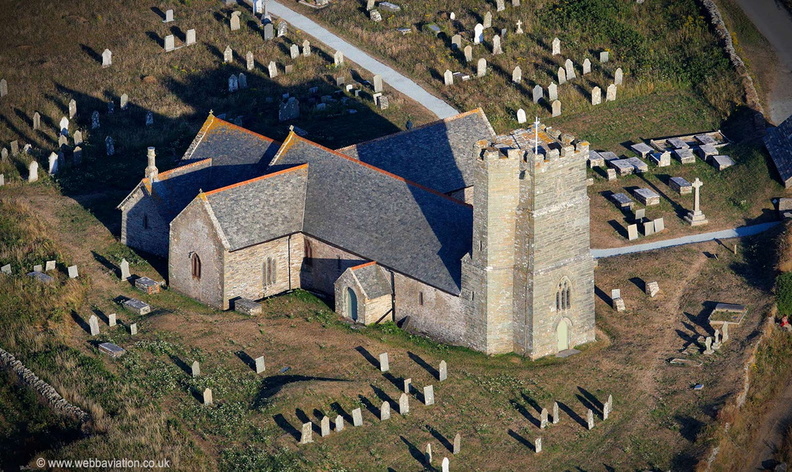Tintagel Parish Church from the air