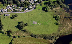 Galava Roman Fort in the Lake District Cumbria UK aerial photograph