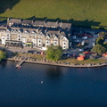 boat jetties at Ambleside on Lake Windermere from the air
