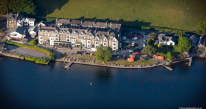 boat jetties at Ambleside on Lake Windermere from the air