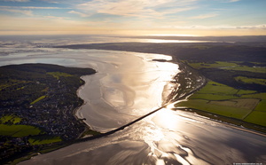 Arnside Viaduct at sunset aerial photograph  