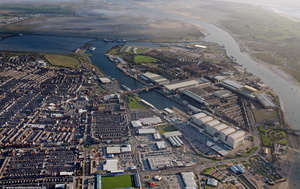 Barrow-in-Furness Cumbria UK aerial photograph