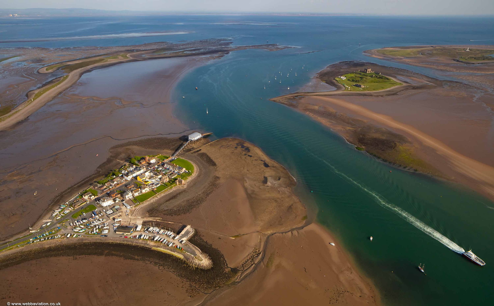 Roa Island, Piel Island and Piel Channel from the air