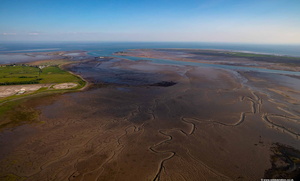 Roosecote Sands tidal wetland Barrow-in-Furness from the air