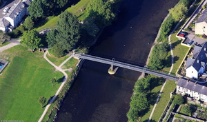 Millers Bridge footbridge over the River Derwent in Cockermouth from the air