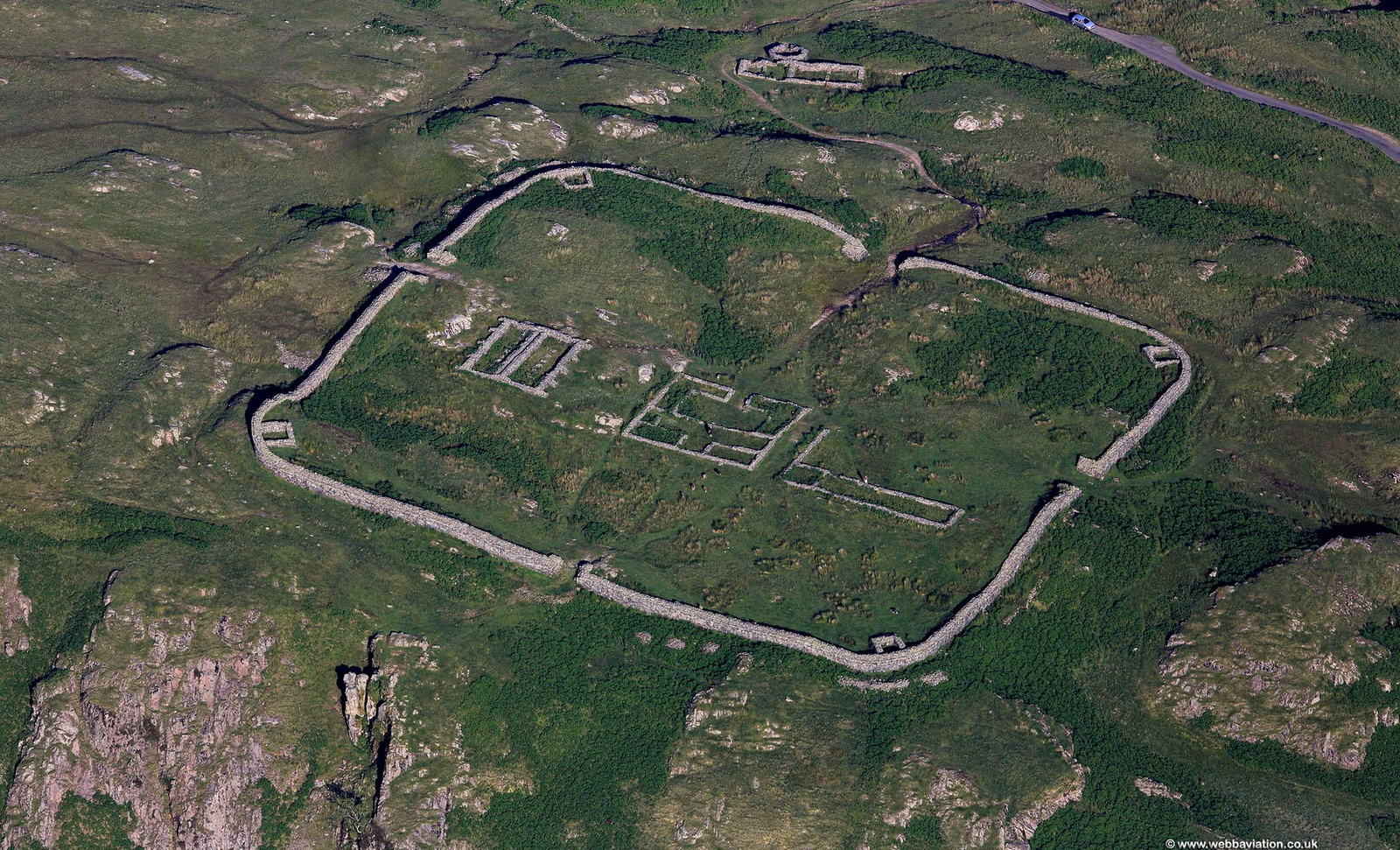 Hardknott Roman Fort ( Mediobogdum ) in the Lake District Cumbria from the air