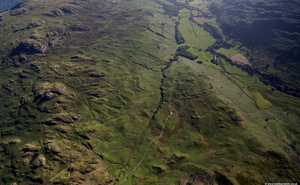 Hardknott Roman Fort , Parade Ground & Pass Cumbria from the air