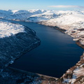 Hawswater Reservoir in the Lake District Cumbria UK aerial photograph