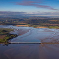 The Leven Viaduct over the Leven Estuary, Cumbria aerial photograph  