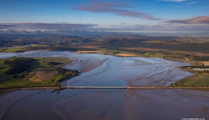 The Leven Viaduct over the Leven Estuary, Cumbria aerial photograph  