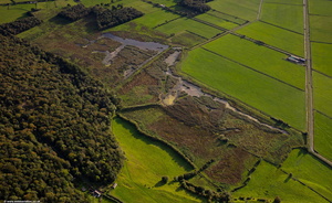 newly created wetlands at Park Moss in the Lyth Valley Lake District aerial photograph  