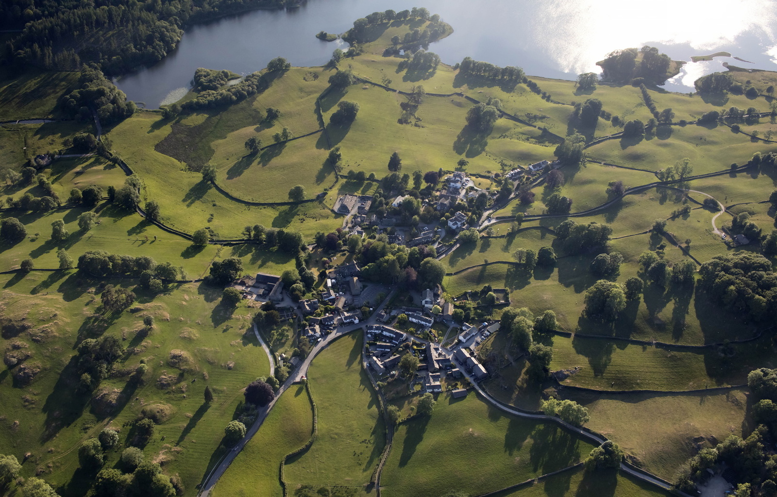 Near Sawrey in the Lake District from the air