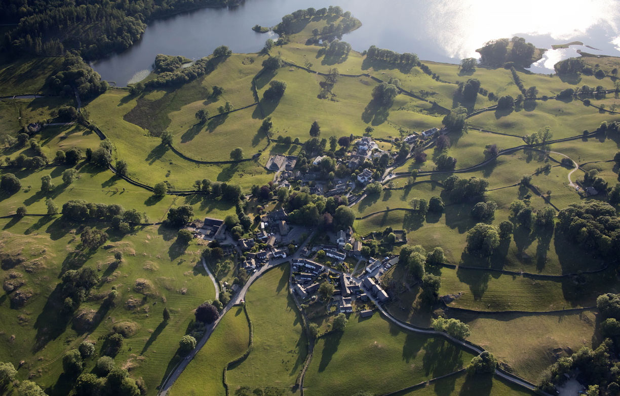 Near Sawrey in the Lake District from the air