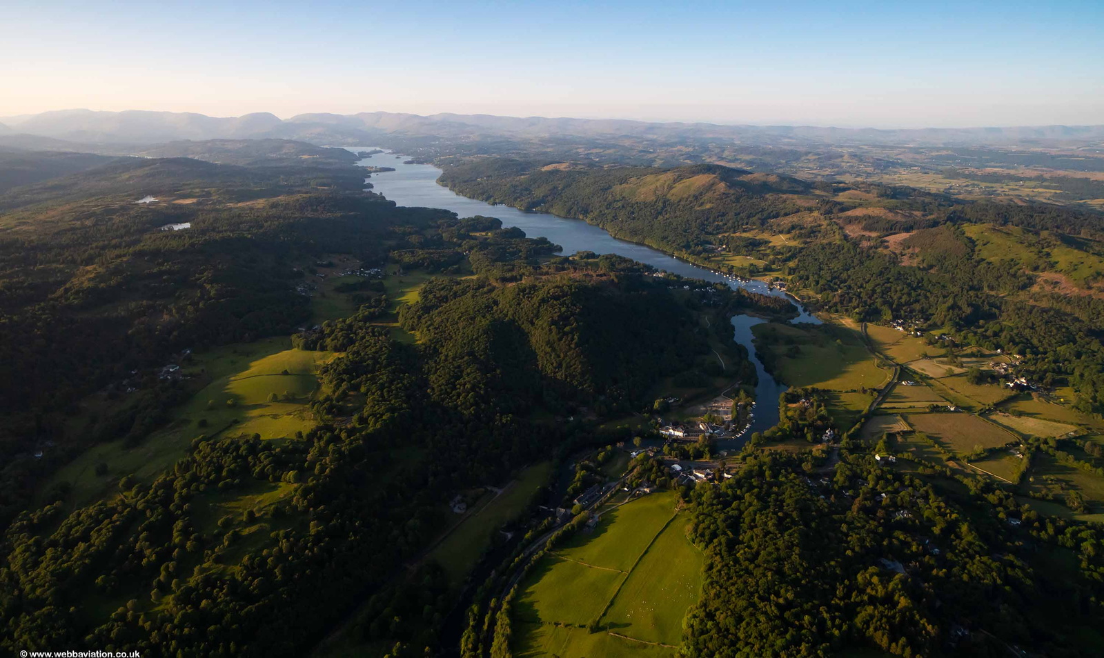Newby Bridge in the Lake District from the air