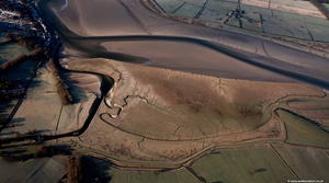 River Kent Estuary salt marsh at  Milnthorpe Cumbria from the air