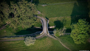 Larkrigg Hall Bridge over Lancaster to Kendal Canal from the air