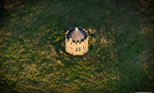 small tower in Priory Park adjacent Conishead Priory Ulverston Cumbria aerial photograph  