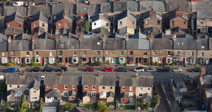 terraced houses on Hartley Street Ulverston from the air
