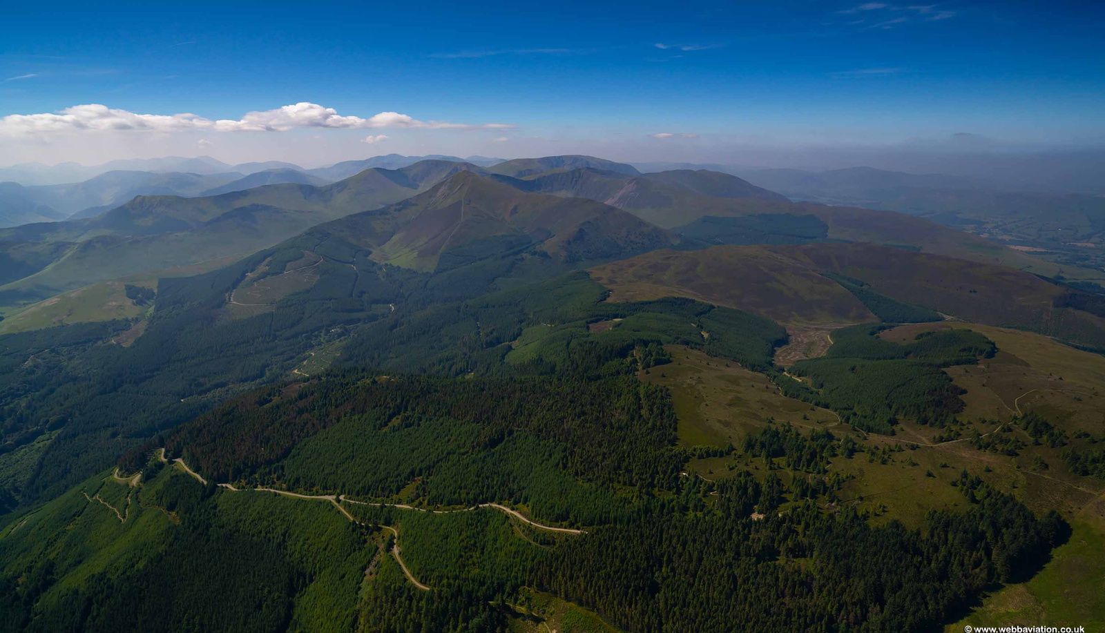 Whinlatter Forest Park in the Lake District  from the air