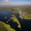 Belle Isle and Bowness-on-Windermere in the Lake District aerial photograph  