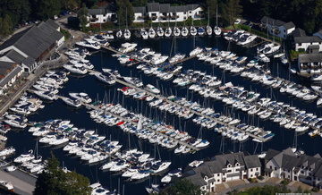 Windermere Marina in  the Lake District aerial photograph  