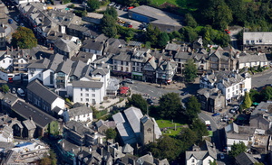 Bowness-on-Windermere in the Lake District aerial photograph  