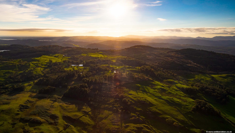 Lake District at sunset aerial photograph  