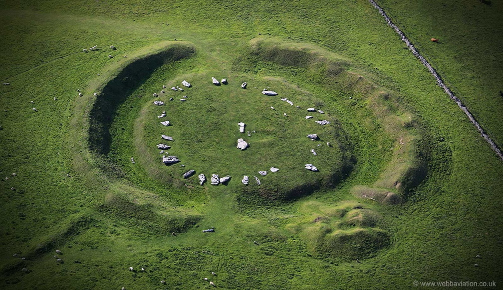 Arbor Low Neolithic henge in the Peak District from the air
