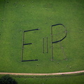  letters E II R laid out in stone walls near Chatsworth House  from the air 