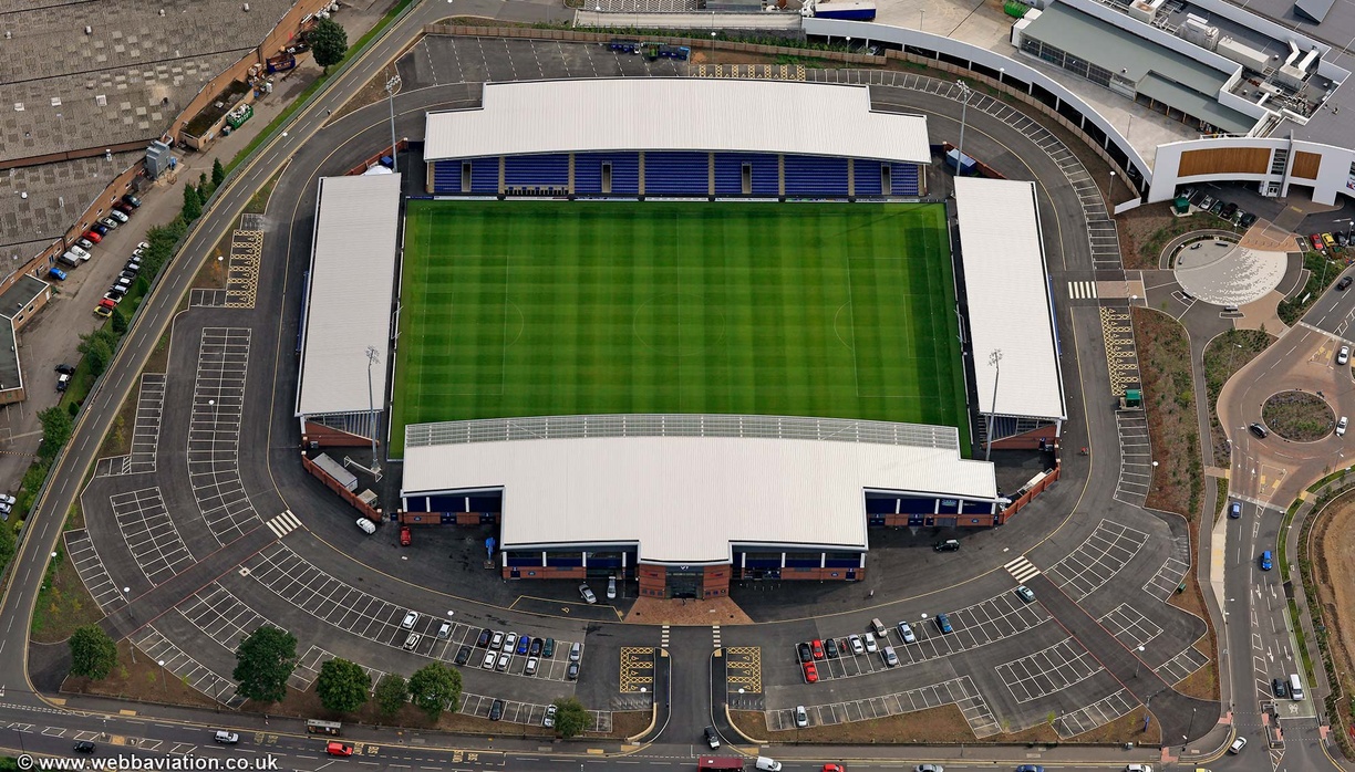 Technique Stadium Chesterfield ,  home of Chesterfield FC,   from the air
