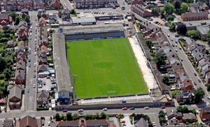 Saltergate Recreation Ground Chesterfield, Derbyshire, UK former home of Chesterfield F.C.     from the air