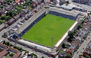 Saltergate Recreation Ground Chesterfield, Derbyshire, UK former home of Chesterfield F.C.     from the air