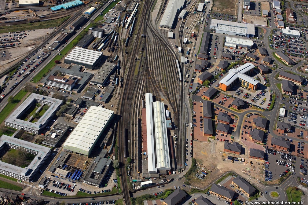 Etches Park railway Traction Maintenance Depot (TMD) Derby   from the air