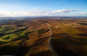 Stanage Edge gritstone escarpment in the Peak District,Derbyshire from the air 