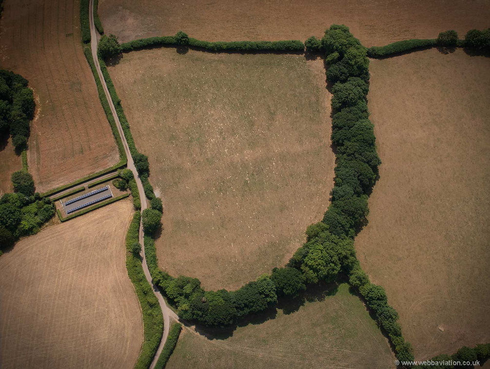 Berry Castle Iron Age enclosure Black Dog Devon from the air
