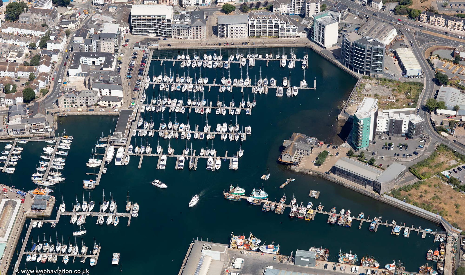 Sutton Harbour Marina Plymouth aerial photograph