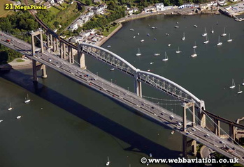 Tamar Bridges Plymouth  Devon aerial photograph