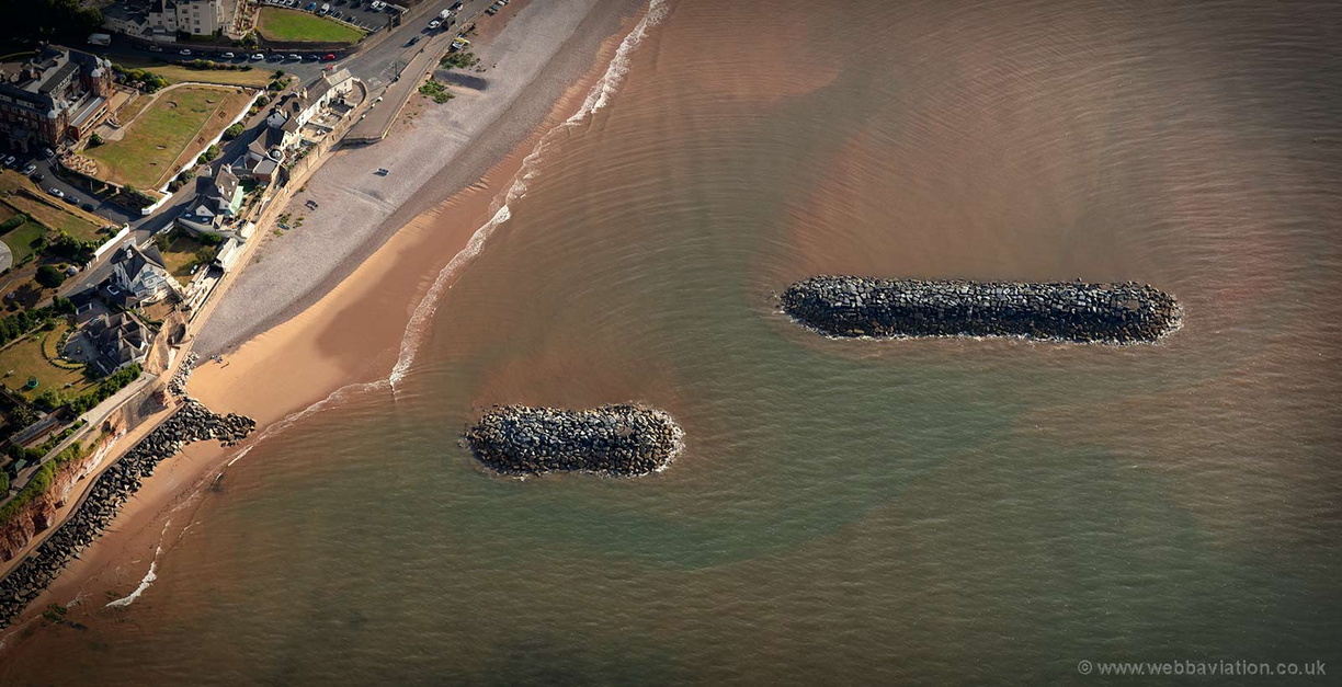 Sidmouth rock breakwaters Coastal Defences from the air