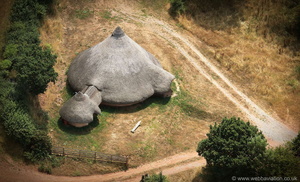 recreated Iron Age Roundhouse in Devon  from the air