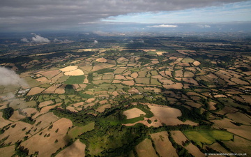 prehistoric landscape around  Dumpdon Camp iron age  hillfort  from the air