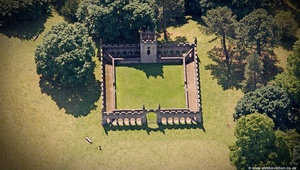 Deer shelter in Auckland Castle deer park  from the air
