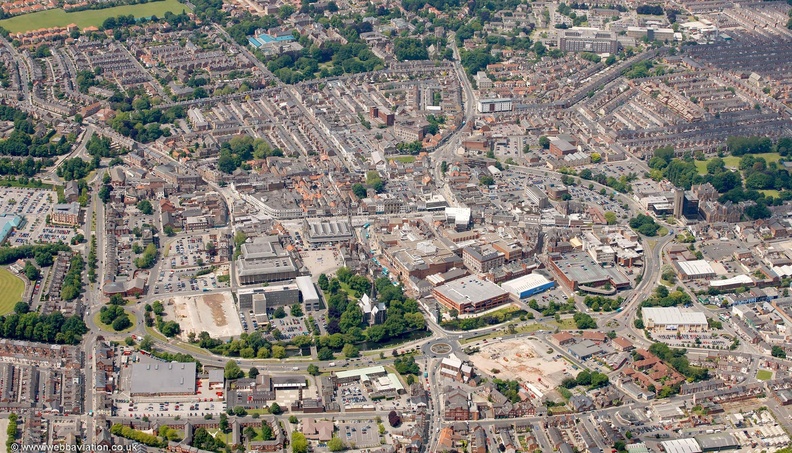 Darlington town centre from the air