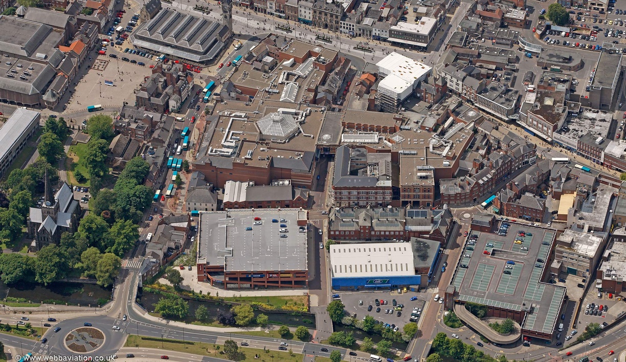 The Cornmill Shopping Centre Darlington town centre from the air